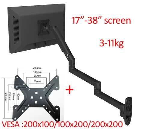 DL-7013 17-32' Mechanical Spring Aluminum Steel LCD Monitor Mount TV Wall Bracket Mount Long Arm 840mm 2-10kg VESA 100x100