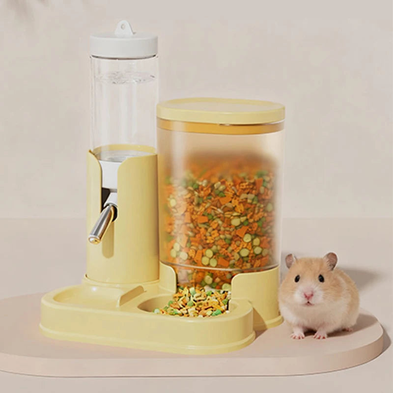 Auto Feeder And Waterer Two-in-One for Hamsters Guinea Pigs Chinchillas - Rolling Ball Water Bottle Integrated Feeding Tool
