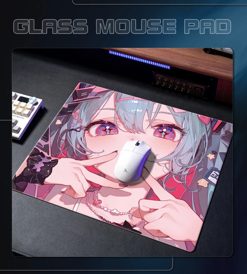 Large Tempered Glass Mouse Pad Extra Large FPS Esports Desk Pad Upgraded Smooth Custom Anti Slip Special Crystal Mist Surface
