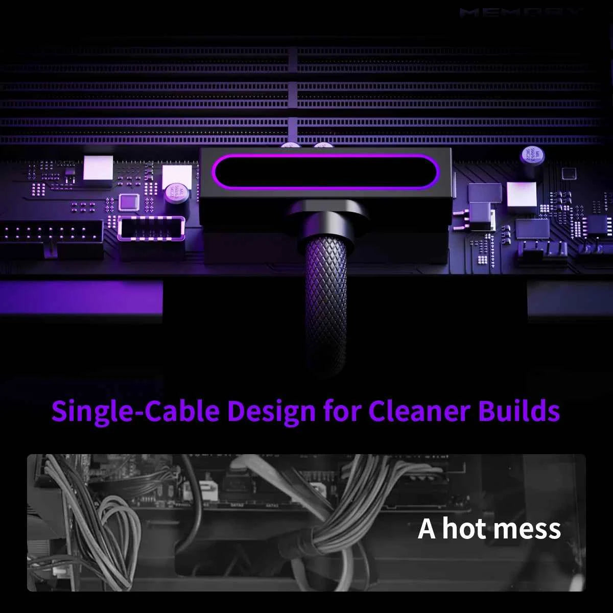 AIJS ATX 24PIN Extension Cable, ARGB PC Cable with 5V 3Pin,18AWG 90 Degree Right-Angle Design Male-to-Female Connectors