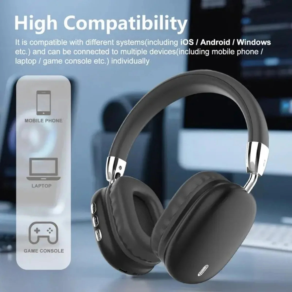 Wireless Bluetooth Headphones, Hi-Res Audio, Foldable & Lightweight, Deep Bass, Long Battery Life