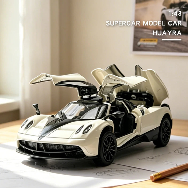 1:43 Alloy 3 Doors Open HUAYRA Die Cast Model Race Car Toy with Pullback Action Model Car for Collection and Ornament  Gift