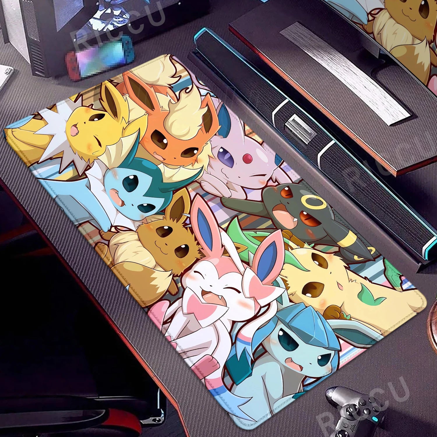 Large Mouse Pad Anime Gaming Speed Mousemat Eevee Desk Mat Gamer Keyboard Mousepad Office Accessories P-pokemon Kawaii Deskmat