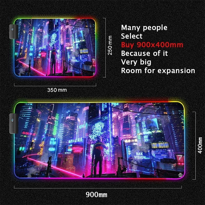 RGB Led Backlight Mouse Pad Cool Cyberpunk Gaming Accessories Carpets Large Mause Pad Gamer XL Neon Desk Mat Rug Mouse Mat