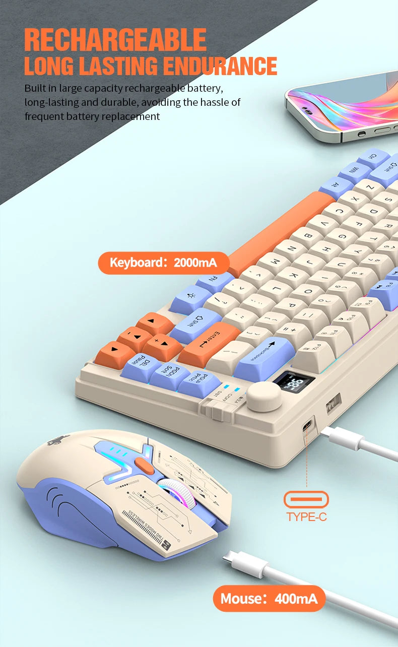 XUNFOX K920Wireless dual-mode Bluetooth keyboard and mouse set game office laptop universal keyboard and mouse