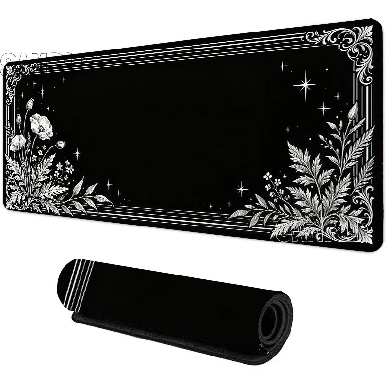 Black Lacework Art Large Gaming Mouse Pad Anti Slip Desk Mat Durable Stitched Edge Table For Laptop PC Gamer Game Accessories