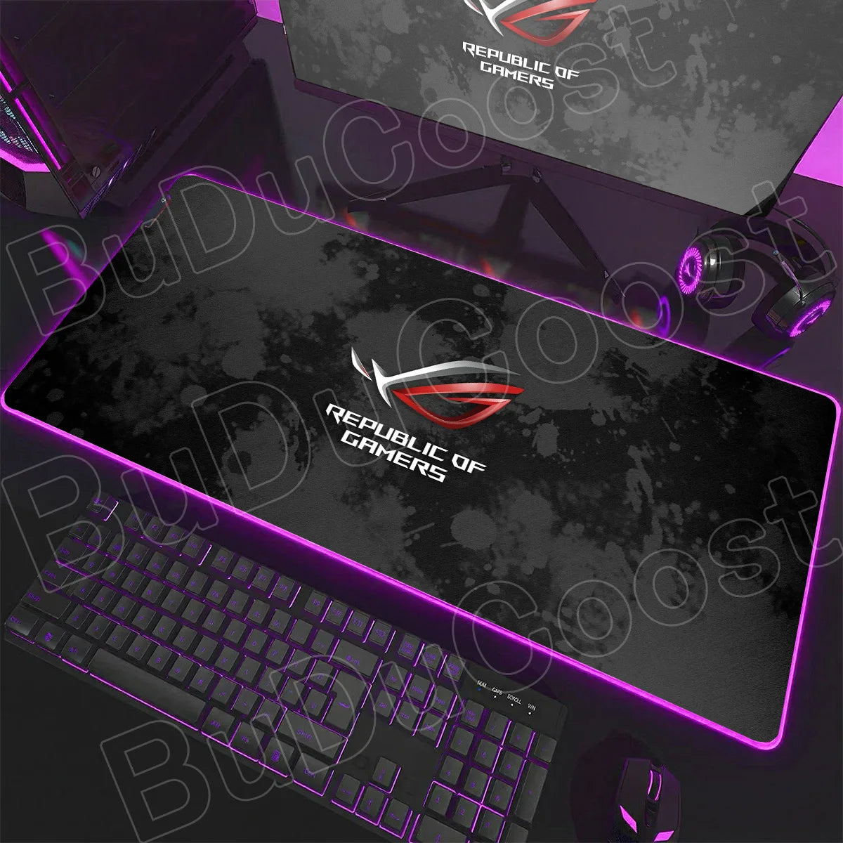 600x300x3mm RGB Gamer Glowing HD Keyboard Mat Asus Office Table New ROG Art Design Colorful LED Mouse Pad Rubber Non-slip Carpet