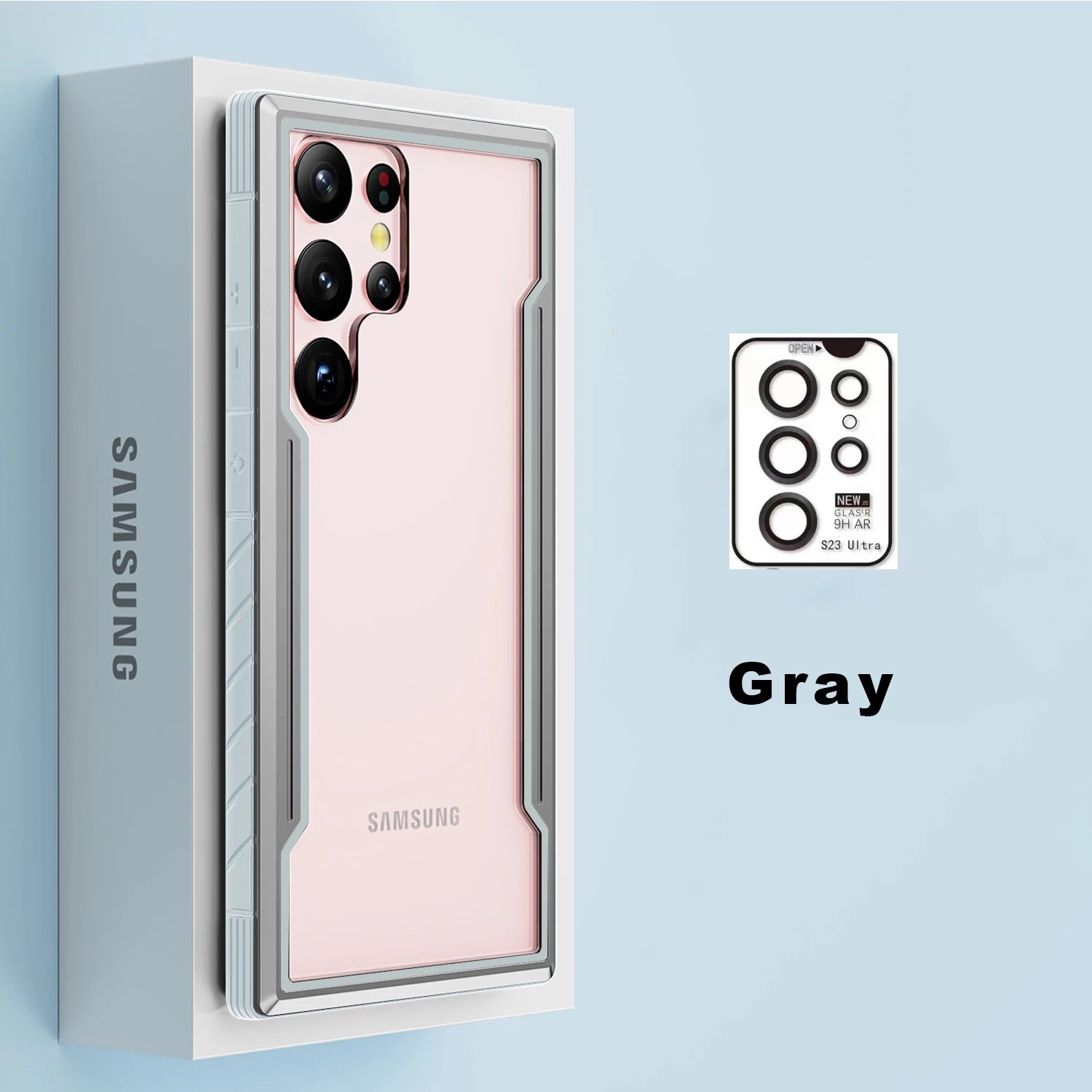 For Samsung Galaxy S23 Ultra Case with Camera Lens Protector Military Armor-Level Shockproof Metal Silicone Shockproof Clear