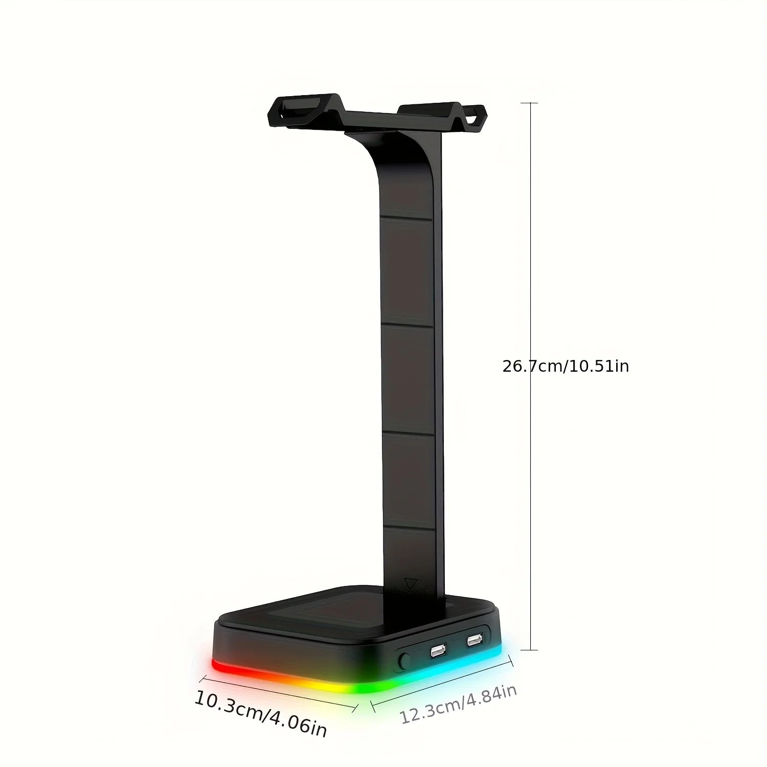 Adjustable Speed RGB Color-Changing LED Gaming Headset Stand with Dual USB Ports for Keyboard Mouse Headphones Phone Charging