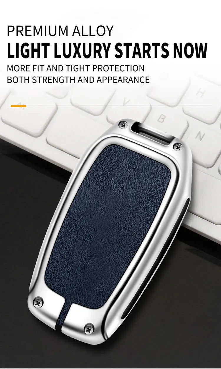 Zinc Alloy Leather Car Key Case Protective Case for Toyota CHR Hilux Fortuner Land Cruiser 200 Camry Corolla Crown RAV4 Highland
