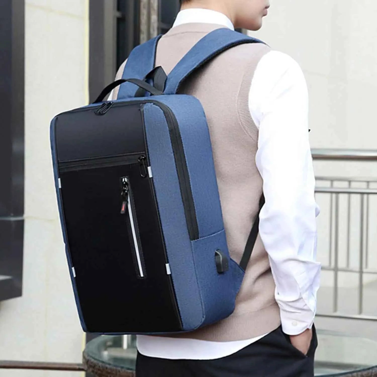 Man Travel Backpack Laptop Backpack with Charging Port Oxford Cloth Backpack Casual Daypacks Large Capacity Backpack