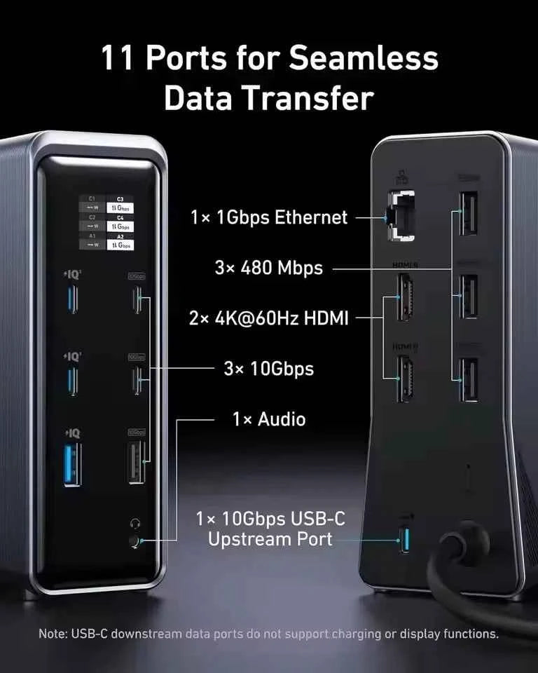 Anker Prime charging 160W 14 in 1 Desktop Charge Docking Station type-C Smart Control Screen Display 10Gbps Dual 4K ThreeScreen
