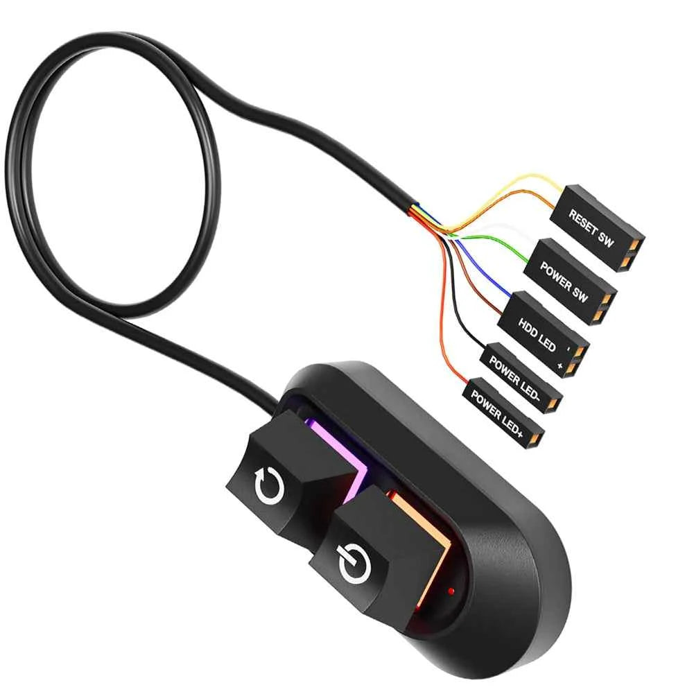 2M Desktop Computer Power Button External Power Switch Power Supply Button Restart Button Motherboard Switch On Off for PC Case