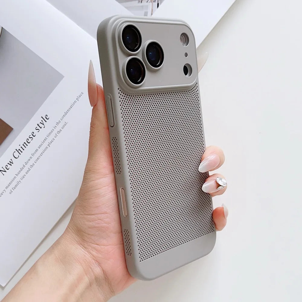 Original Ultra Thin Cooling Heat Dissipation Phone Case For iPhone 17 16 12 15 13 14 Pro Max Plus 17Pro 17 Air Breathable Cover