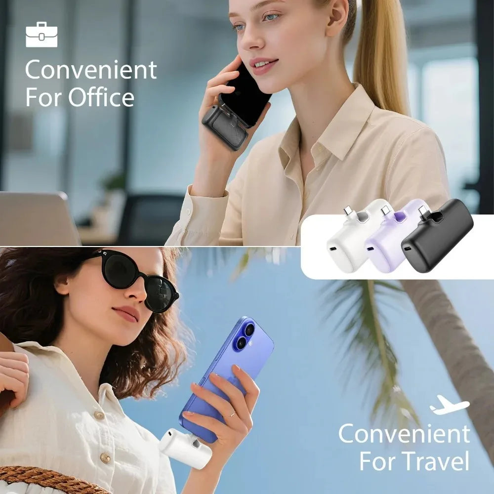 2-in-1 PD 22.5W Mini Power Bank 5000mAh, Compact Portable High Capacity External Battery Universal Charger for Travel Outdoor iPhone Samsung Android Smartphones