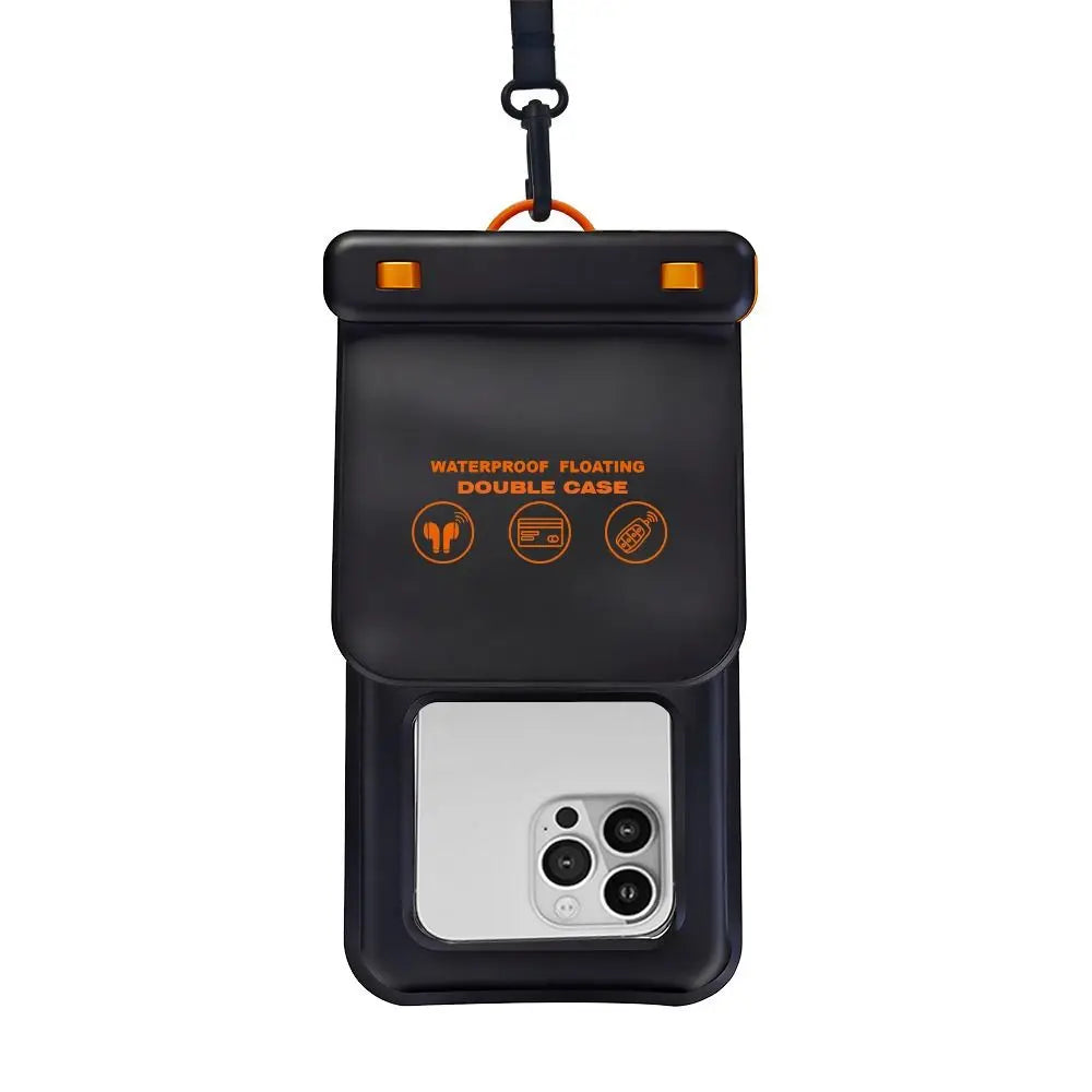 IPX8 Floating Phone Pouch Screen Touchable Universal Waterproof Phone Case with Lanyard 2 Pockets Cellphone Dry Bag Swimming