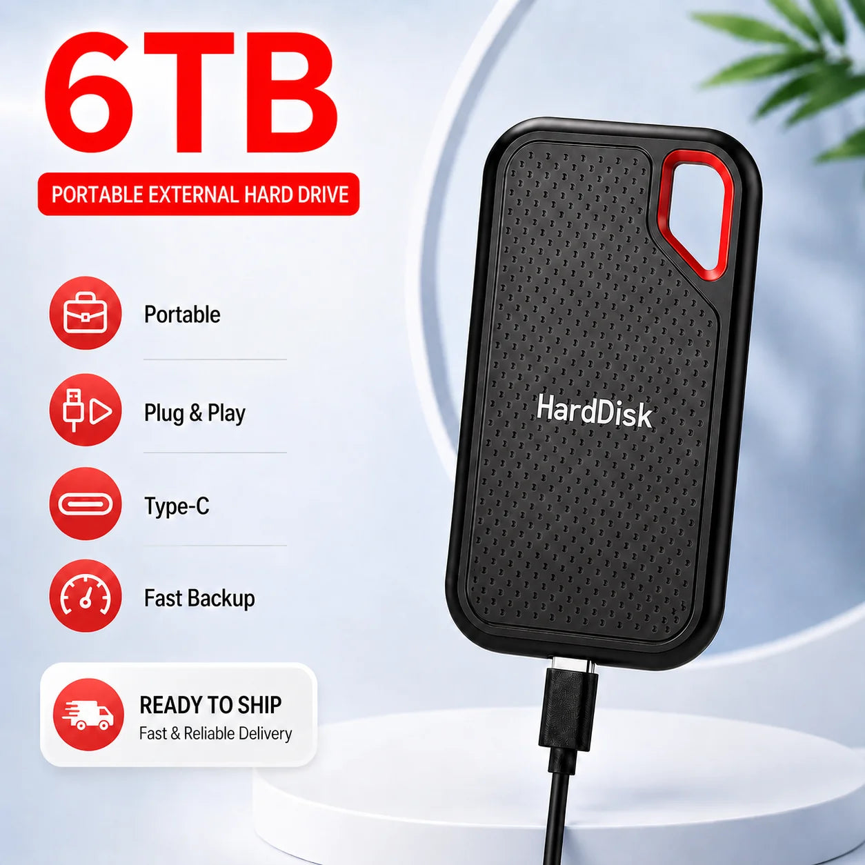 External Portable SSD 1TB Solid State Hard Drive 2TB Reliable Data Storage Disk for  PC/Mac/Phone