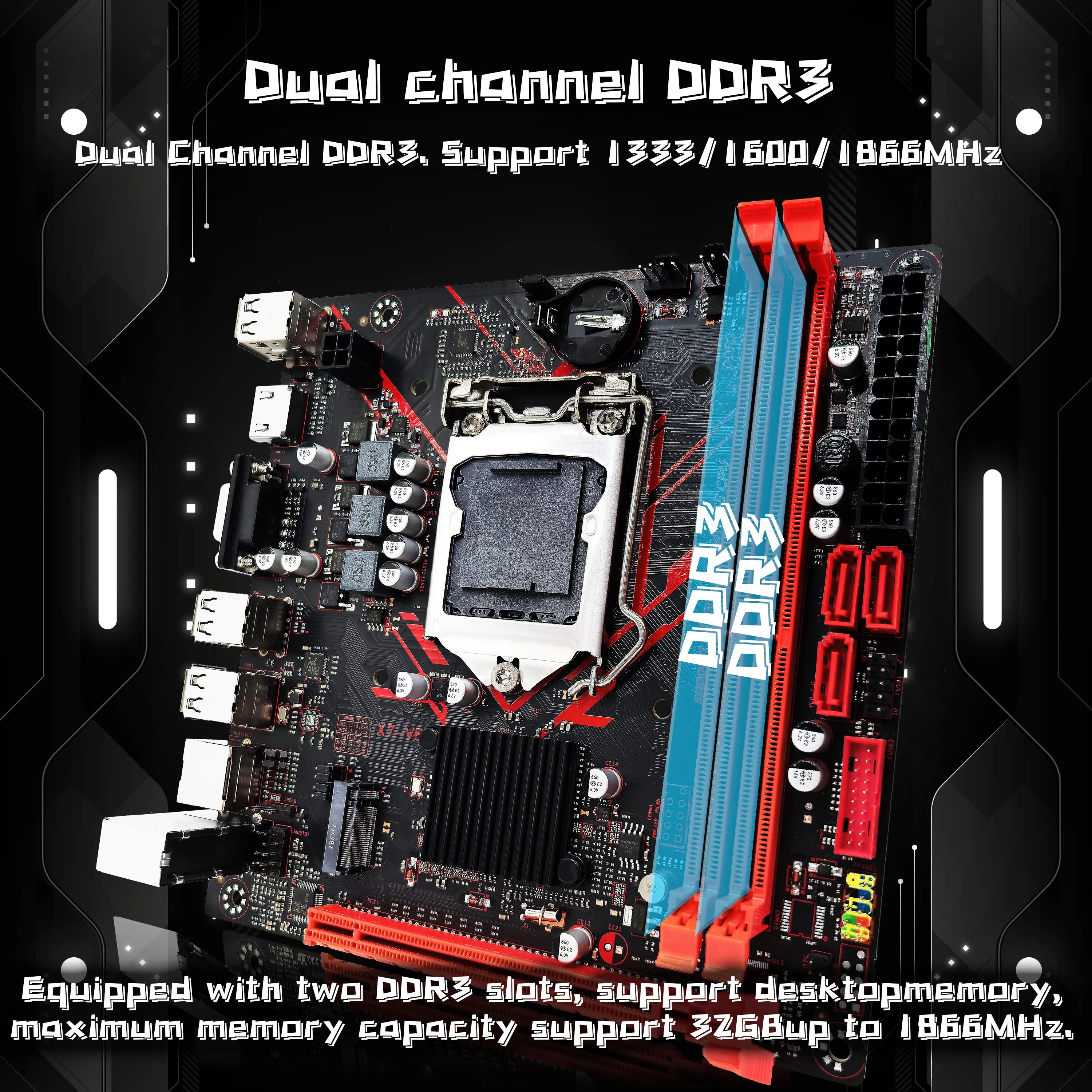 ZSUS H61 Motherboard LGA 1155 Desktop Motherboards Support DDR3 RAM With NVME M.2 Interface USB2.0 SATA2.0
