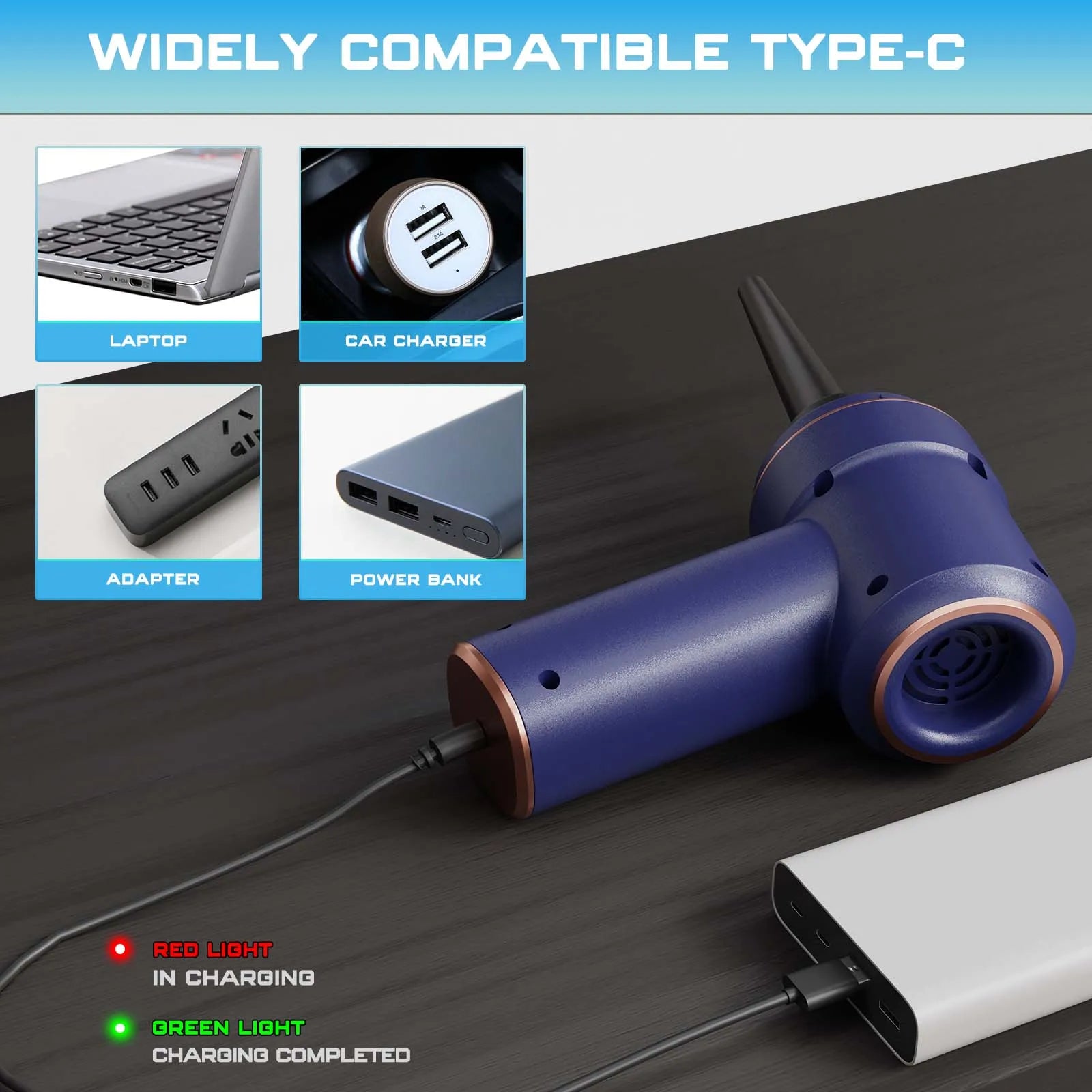 4000mAh Portable Compressed Air Duster Multi Air Blower & Vacuum Cleaner Cordless Duster Blower for Keyboard Computer Cleaning