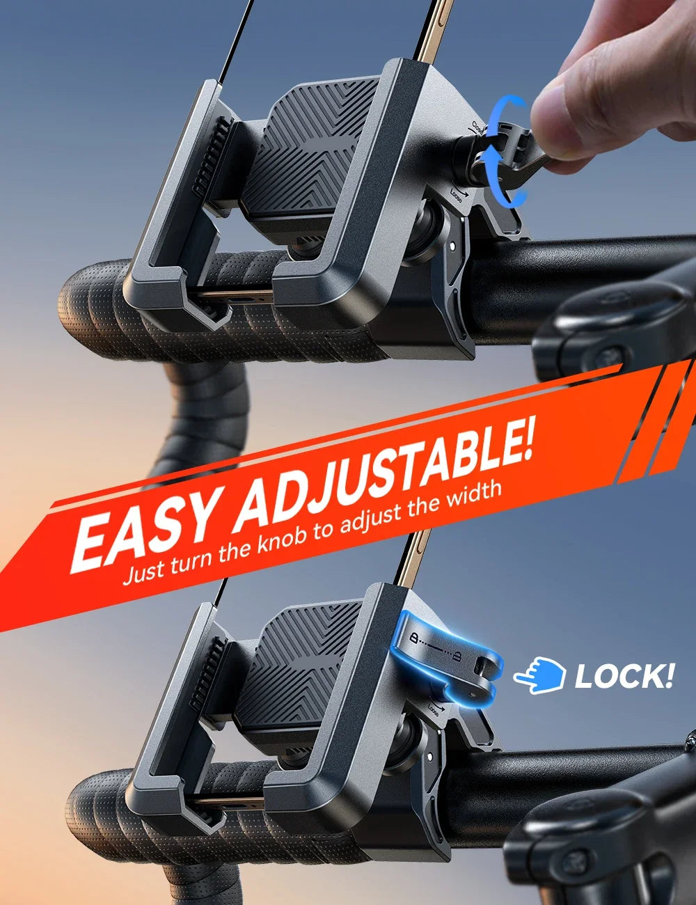 Anti-Vibration Motorcycle Phone Mount Camera Friendly Anti-Shake Bicycle Handlebar Holder with Secure Lock Universal E-Bike Scoo