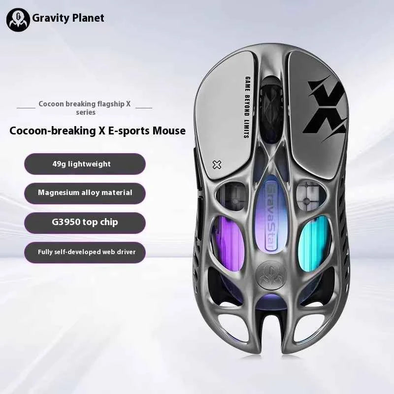 Gravastar X/X Pro Wireless Mouse Paw3950 8K Magnesium Alloy E-sports Tri-Mode Bluetooth RGB Gaming Mouse Lightweight Custom