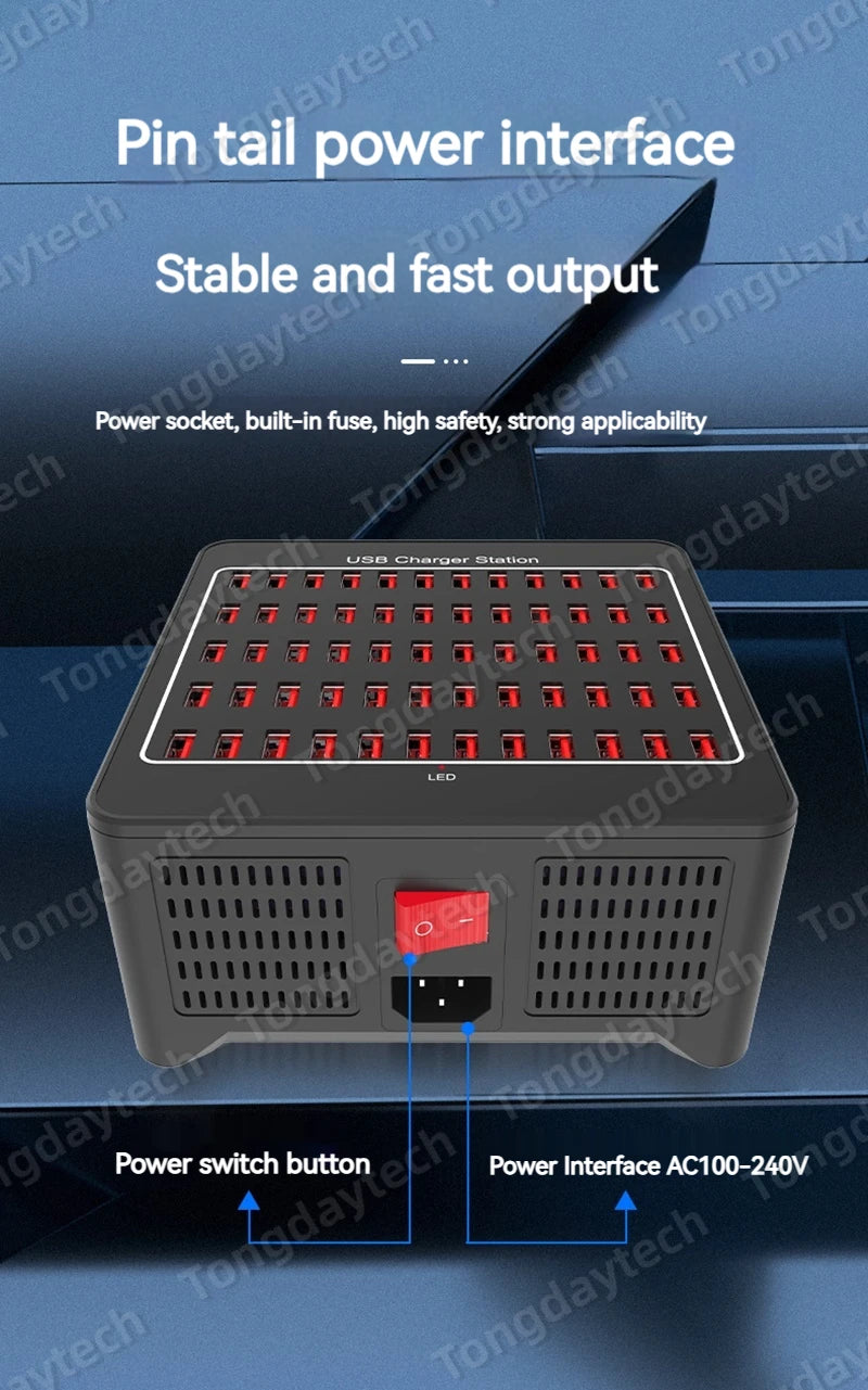 300W Universal Multi USB Charger Station 60 Ports Fast Charging Carregador for iPad iPhone 11 12 13 Pro Max Samsung Tablet 충전기