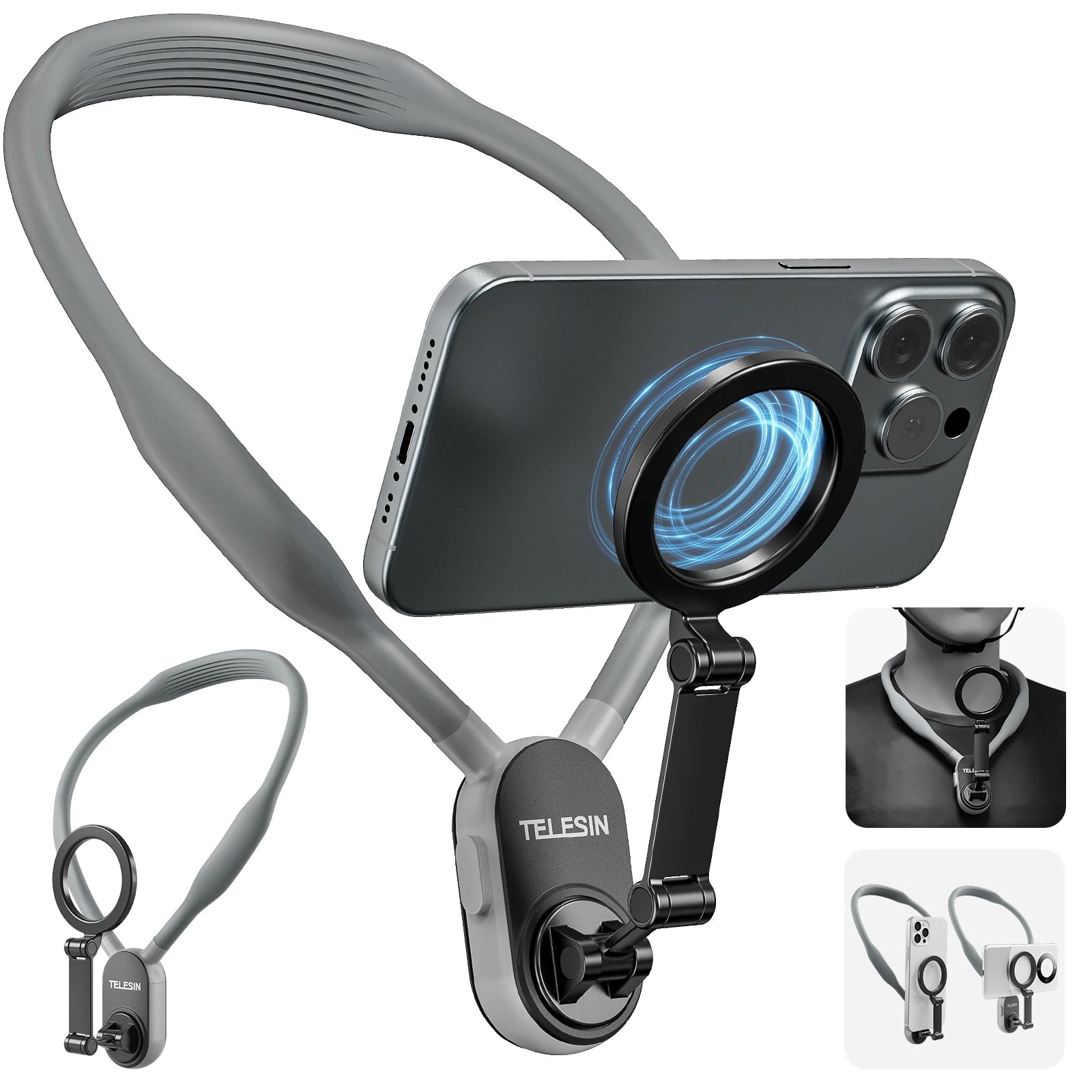 TELESIN Silicone Phone Magnetic Neck Mount Quick Release Hold for Iphone 17 16 15 14 13 SAMSUNG HUAWEI XIAOMI Phone Accessories