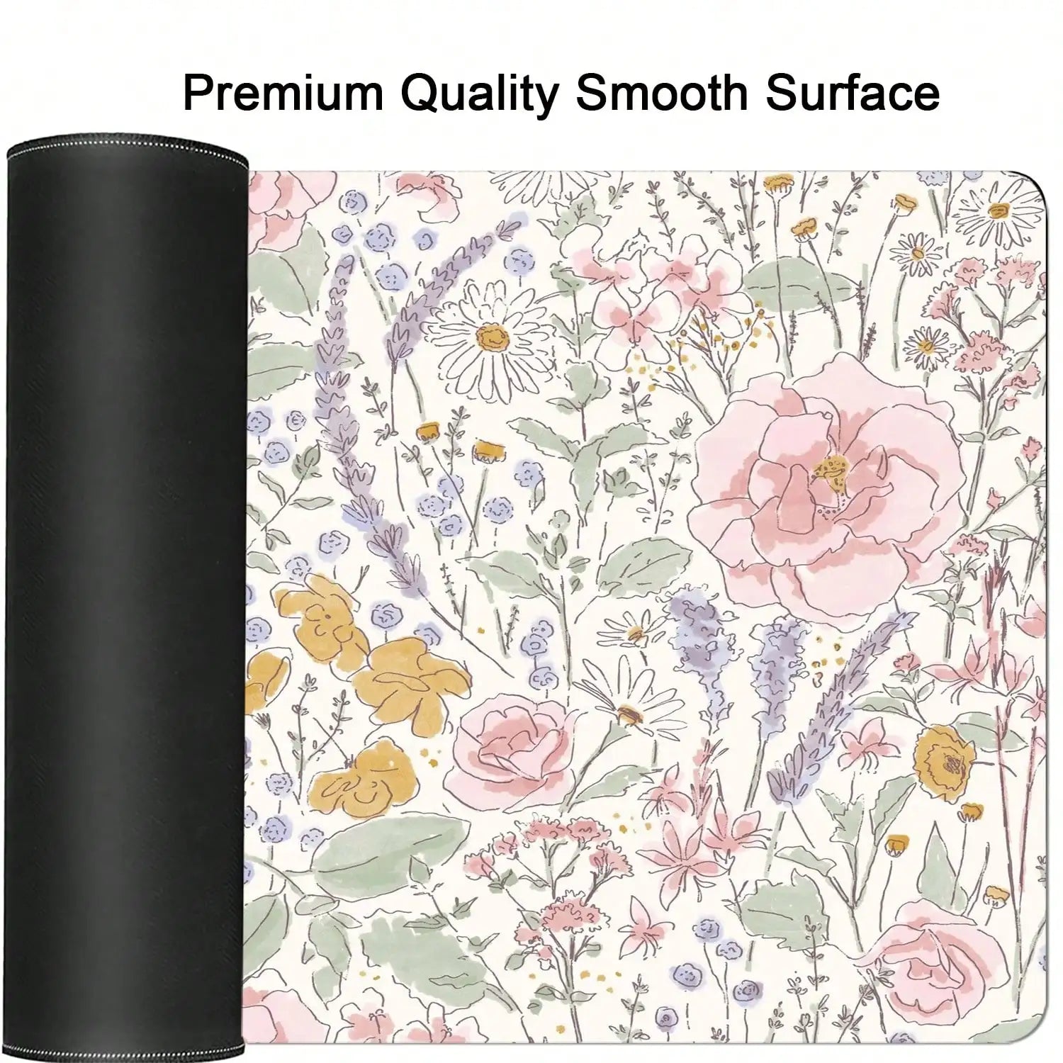 1pc Cute Floral Desk Mat Pink Flowers Plant Mouse Pad XXL Large Extended Gaming Mousepad Women Office Decor Desk Pad, Big Laptop Computer Keyboard And Mouse Mat