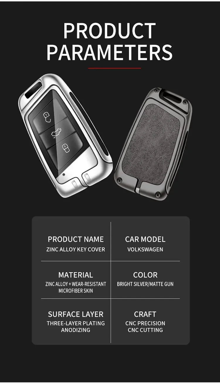 New Zinc Alloy Leather Car Key Case Cover Shell For VW Volkswagen Magotan Passat B8 Skoda Superb Kodiaq A7 Car Key Accessories