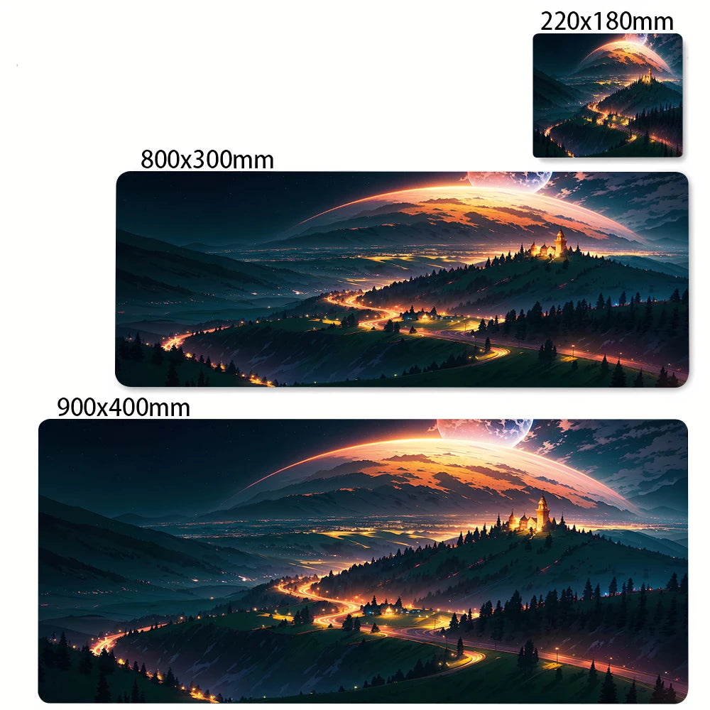 Space Earth Starry Sky Mouse Pad Gamer Pc Gaming Accessories Rubber Mat XXL Space Deskmat Keyboard Cabinet Mause Laptops Mats