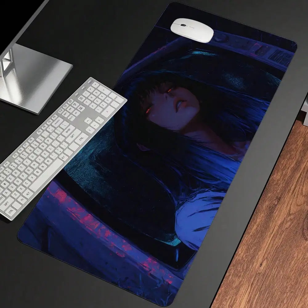 1pc Anime Cool Girl Gaming Mouse Pad, Large Non-Slip Rubber Base Mousepad, Keyboard Mouse Mat, Desk Pad With Stitched Edges For Desk Home Office