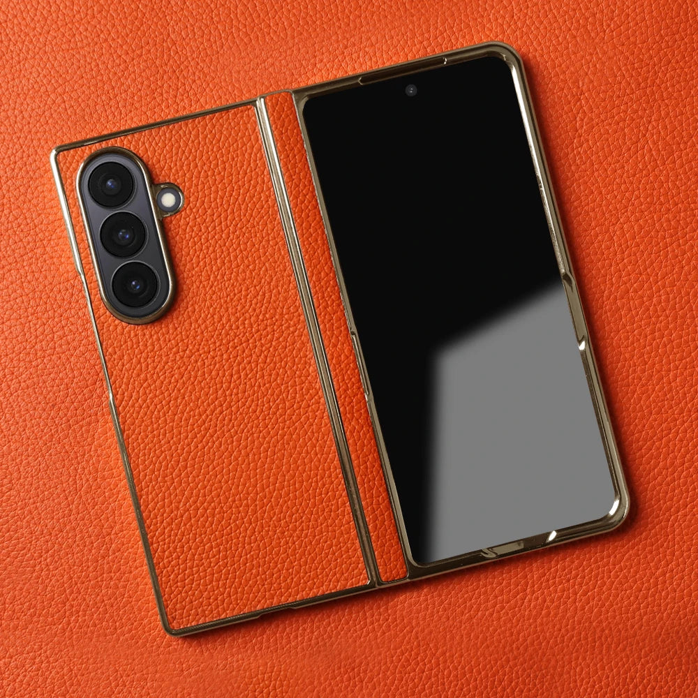 Genuine Leather Case For Samsung Galaxy Z Fold 7 6 5 4 3 fold4 fold3 Fold5 Fold6 Fold7 phone Cover Cases Fundas Coque Shell Capa