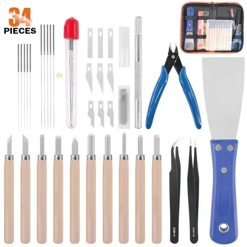 42 Pieces 3D Print Tool Kit Includes Debur Cleaning Removal Tools with Storage Bag 3D Printer Too l Sets for Laptop PC Cleaning