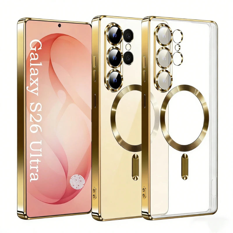 Luxury Transparent Plating Magnetic Wireless Charge Case for Samsung Galaxy S26 S25 S24 S23 S22 S21 Ultra Plus FE Note 20 Cover