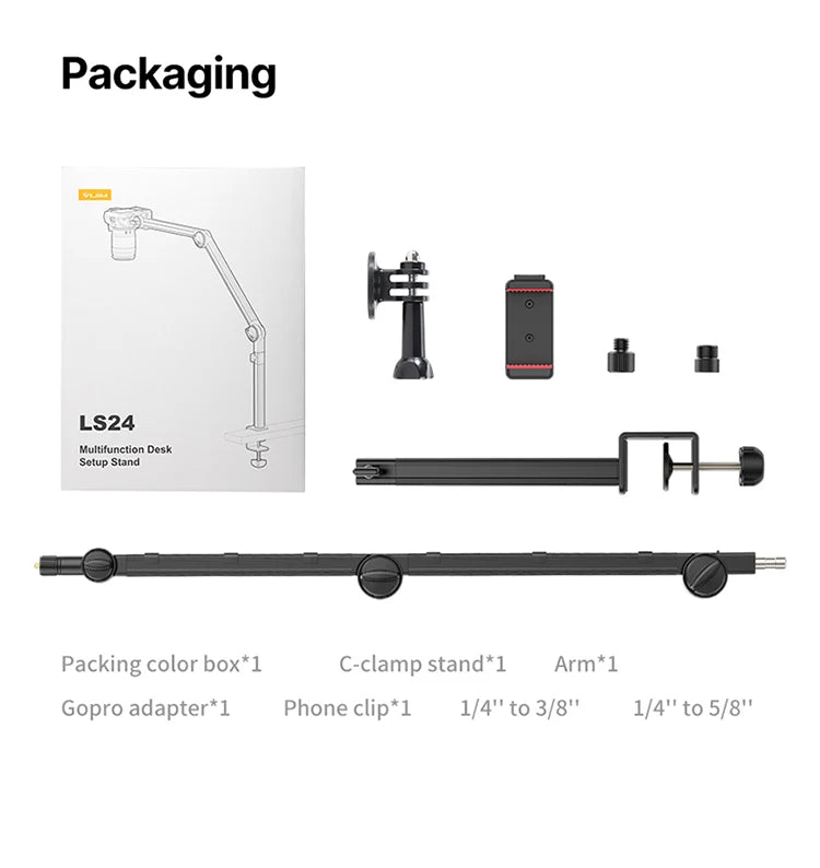 Vijim LS24/LS25 Microphone Boom Arm Stand – Heavy Duty Adjustable Desk Mount for Blue Yeti, DSLR Camera, Smartphone & Streaming Setup