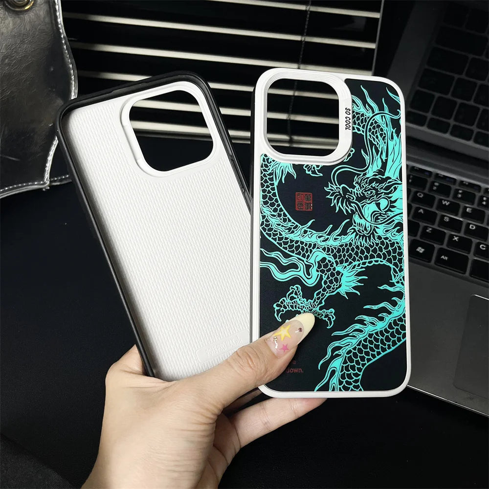 Luxury Fad Luminous Dragon Pattern Phone Case for iPhone 16 Pro Max 15 14 13 12 11 Shockproof Anti-Drop Glow in The Dark Cover