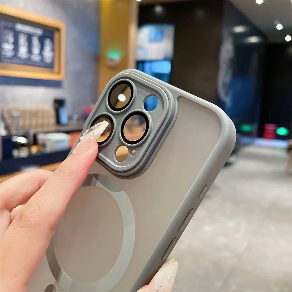 Lens Protection Case For iPhone 17 16 Proa Mx mini 15 16 14 Plus iPhone 13 12 11 Matte Translucent Magsafe Wireless Charge Cover