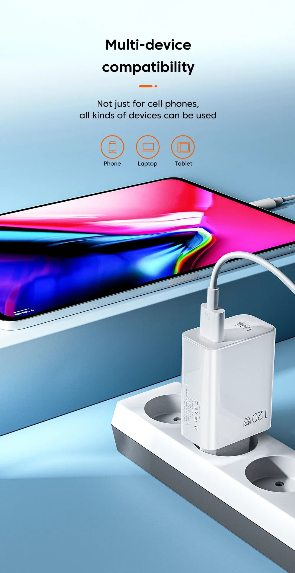 65W GaN Fast Charger PD 3.0 USB C Wall Charger Block For Phone For iPhone 16 Samsung S24 Ultra Xiaomi Huawei iPad EU US UK Plug