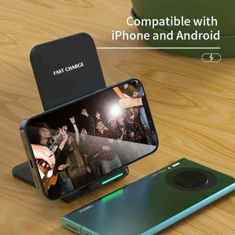30W Foldable Wireless Charger Stand Pad For iPhone 17 16 15 14 13 12 Pro X XS 8 Samsung Xiaomi Fast Charging Station Dock