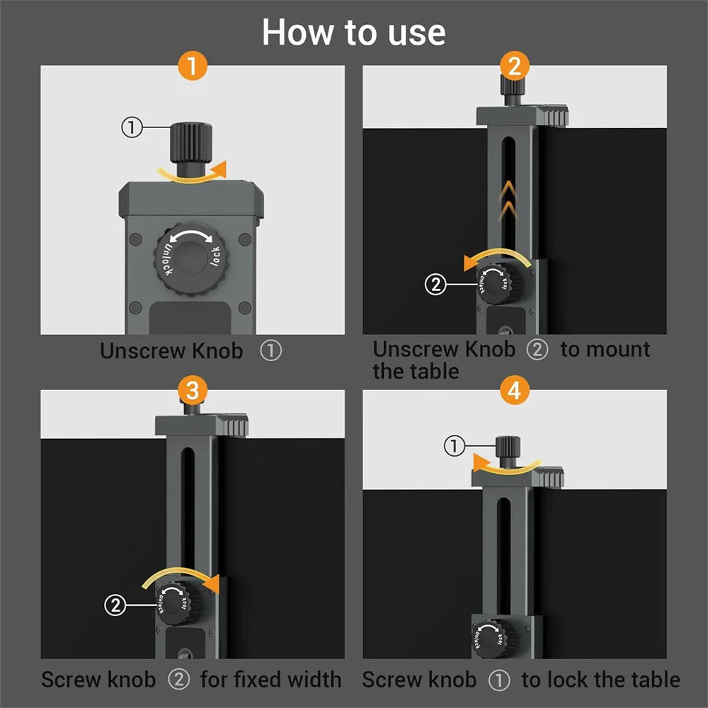 LEAPLIGHT Universal Aluminum Tablet Phone Stand Holder Clip Tripod Adjustable Bracket for Phones Ipro Tablets Tablet Holder