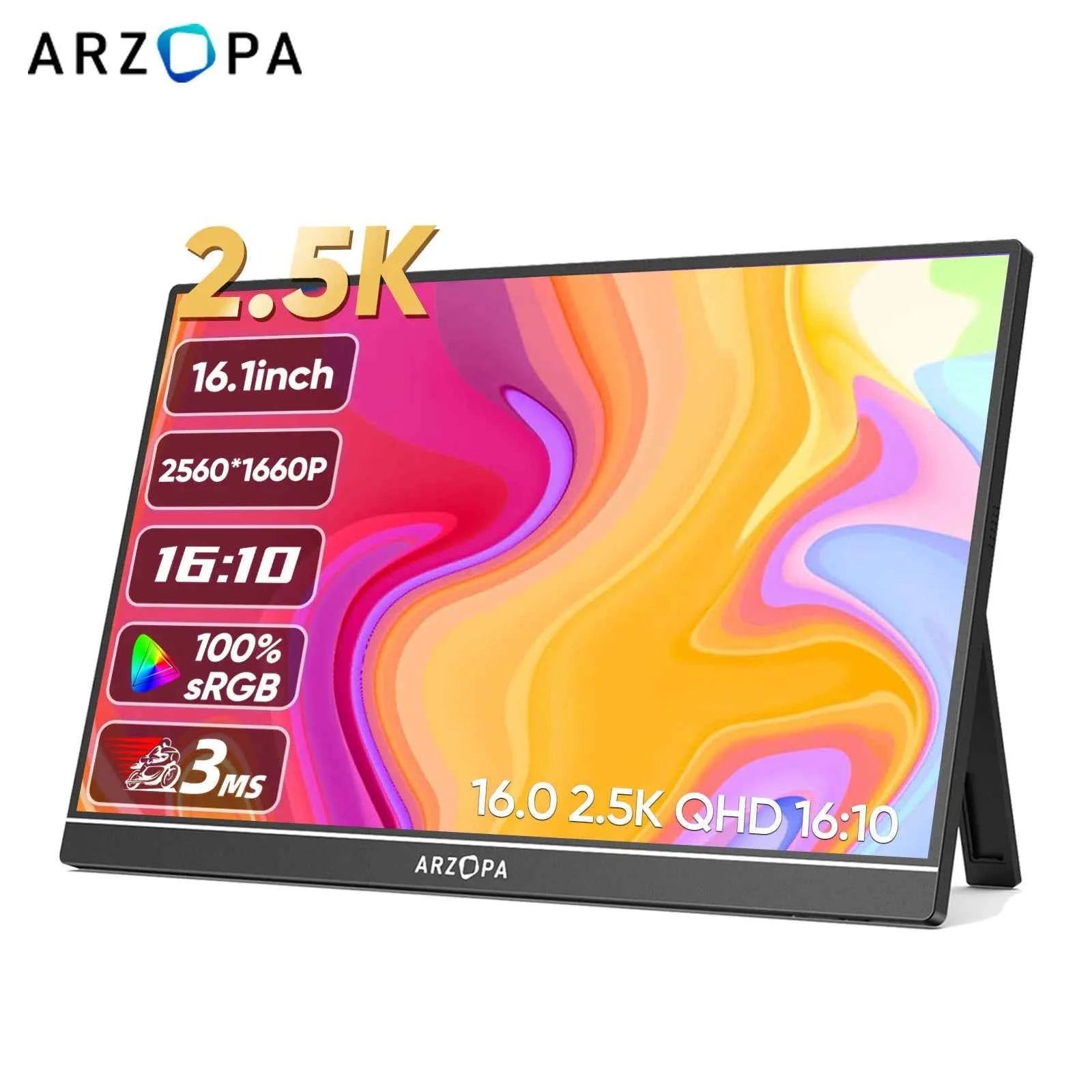 ARZOPA 16inch 2K Portable Monitor 16:10 IPS Screen with type-c mini hdmi Second Display
