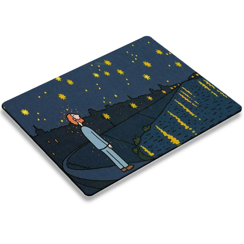Van Gogh Illustration Anime Mouse Pad Kawaii Pc Accessories Gaming Laptops Mousepad Gamer Deskmat Desk Protector Keyboard Mat