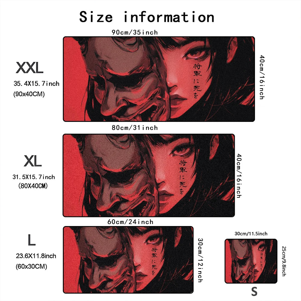 Mask anime girl Mouse Pad Large Computer Office Game Table Mats XXL Rubber Anti-slip Gaming Keyboard Mousepads Long Desk Pads