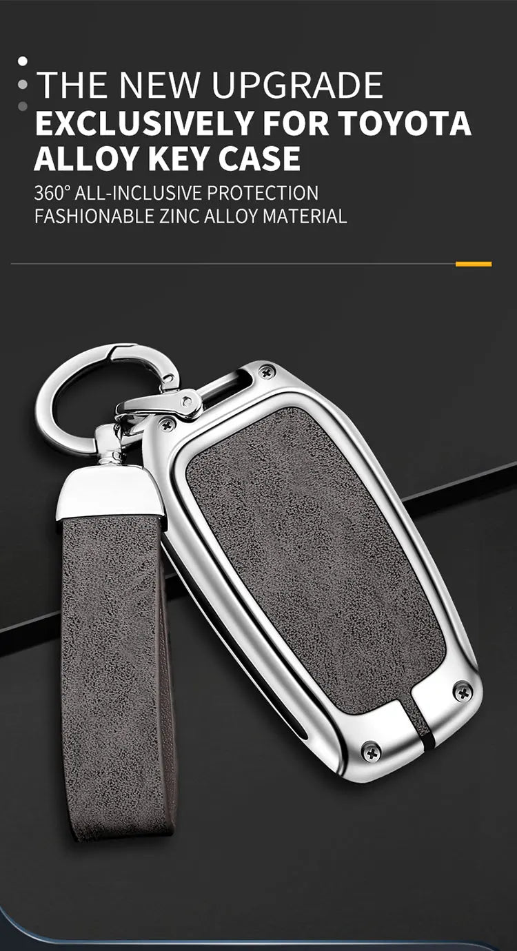 Zinc Alloy Leather Car Key Case Protective Case for Toyota CHR Hilux Fortuner Land Cruiser 200 Camry Corolla Crown RAV4 Highland