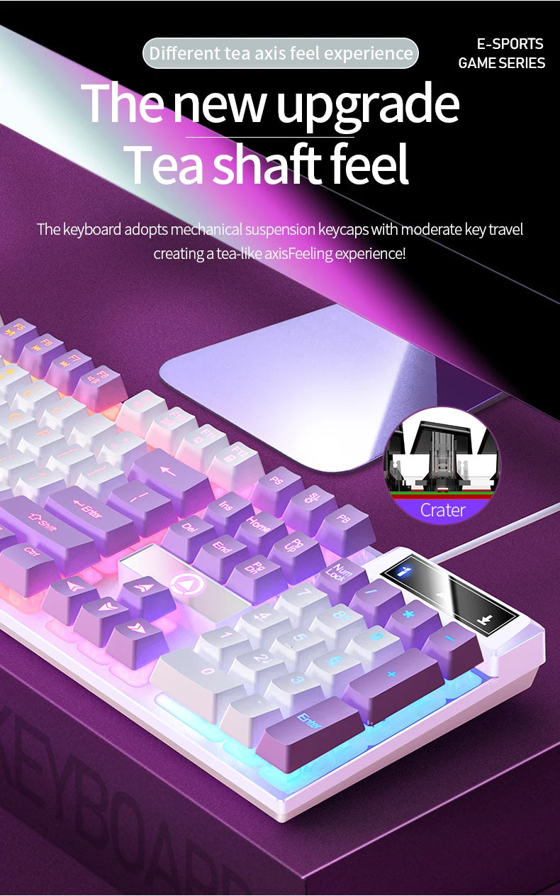 Gaming Keyboard Mouse Headphone Set Wired Backlight Game 104 Keys Keyboards 3600DPI Mice USD 3.5mm Headset Combos for PC Gamer