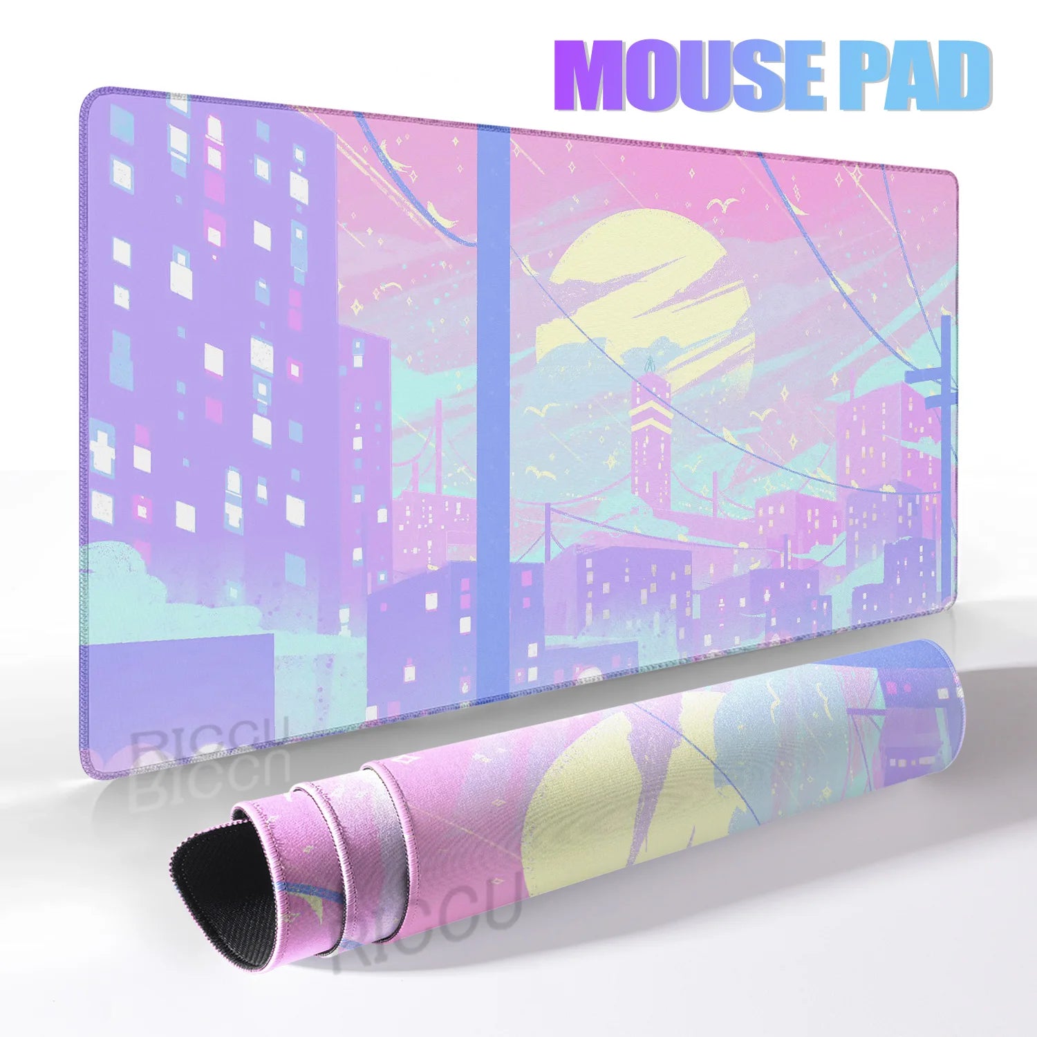 Pink Moon big Mousepad Anime Mouse Pads Gaming Mouse Pad Cartoon Non-Slip Deskmat Keyboard Mat Desk Protector Pc Accessories