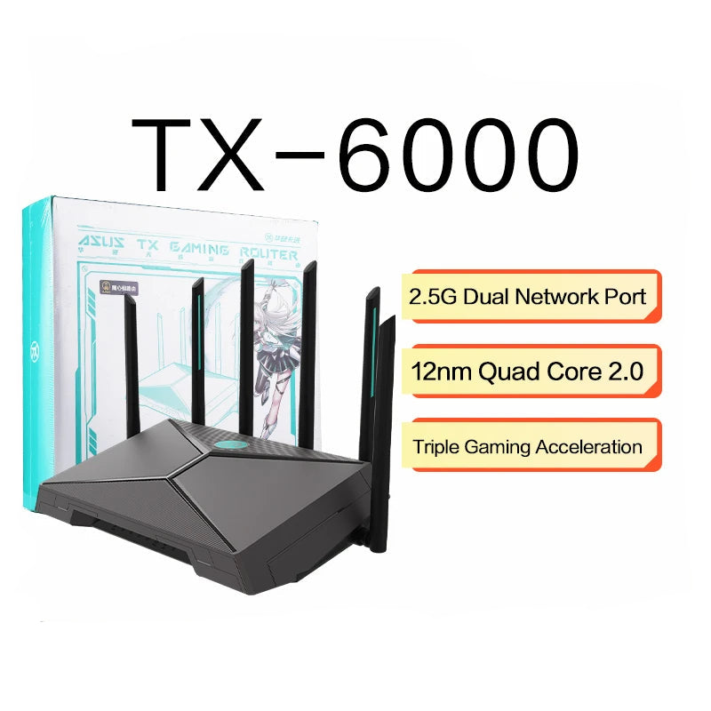 ASUS TX-AX6000 Gaming Router, 2.5G dual port, AiMesh Networking Exclusive Esports Port - WinSupport Tech