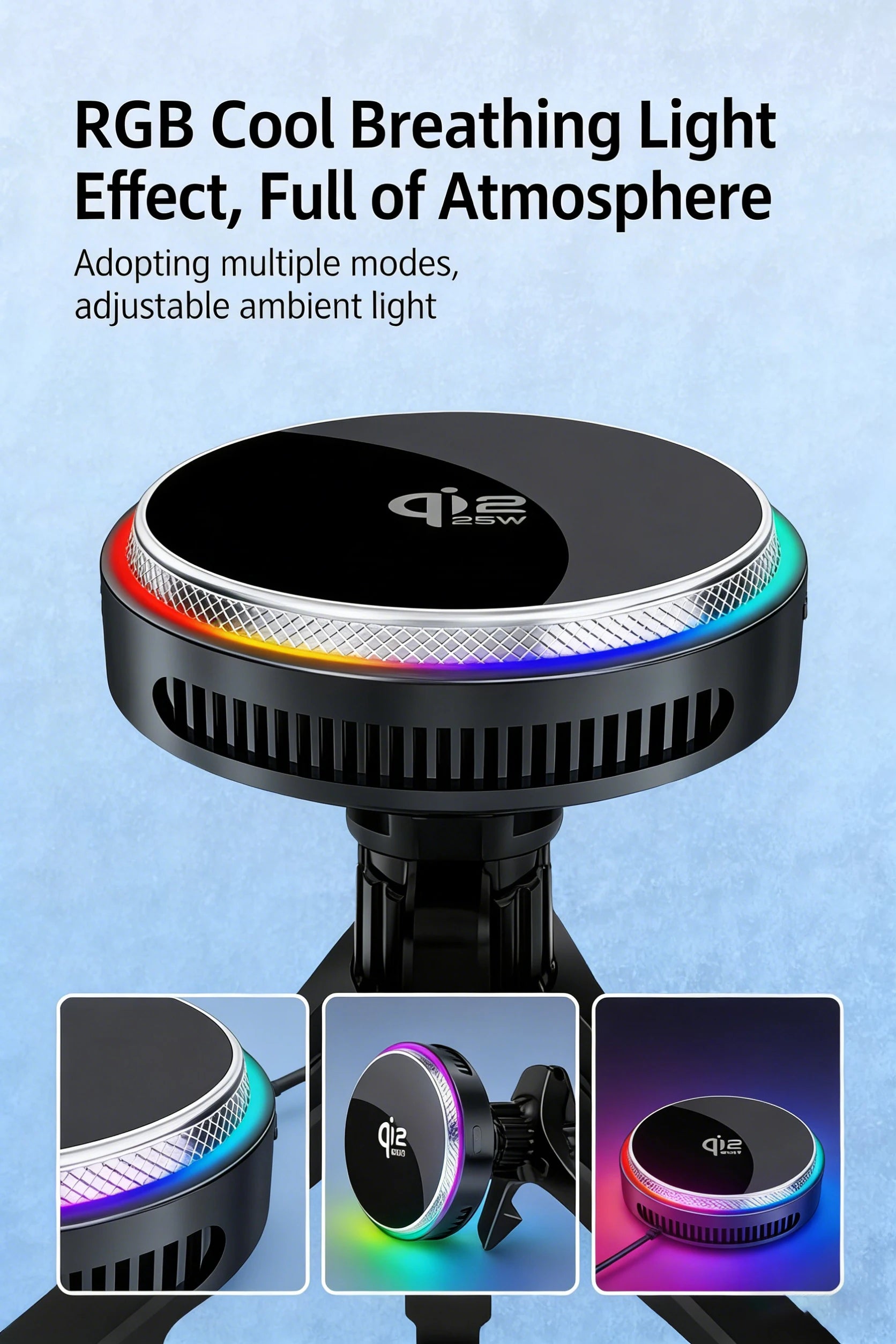 ACEFAST Qi2 25W Magnetic Wireless Car Charger Air Cooling Magnetic RGB Light Phone Holder with Car Lighter Charger For iPhone 17