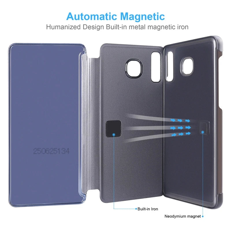 Luxury Smart Case For Samsung Galaxy S24 S23 S22 S21 Ultra S20 S10 S9 S8 Plus S23 FE 5G Mirror Leather Smart Flip Suppor Cover