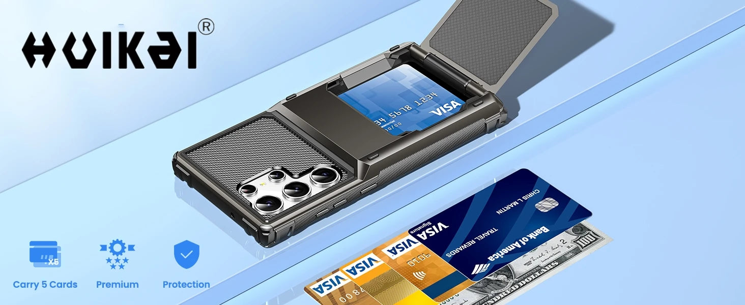 For Samsung Galaxy S26 Ultra S25 S24 S23 S25 FE A17 A56 A37 Card Holder Case Heavy Duty Wallet Hidden Flip Slot Protective Cover